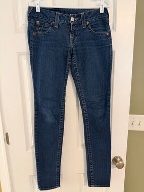 True Religion Women's Skinny Jeans in Dark Indigo Blue